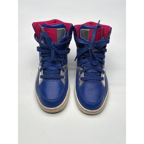Nike Other - Nike High Top Sneakers Blue Pink Silver Kids Youth Size 6Y Athletic Shoes 555275